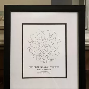 15 year anniversary gift idea – personalized crystal star map print with crystals. Best crystal anniversary gift!