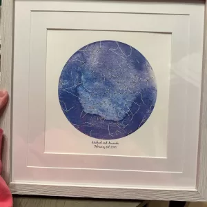 15 year anniversary gift idea – personalized crystal star map print with crystals. Best crystal anniversary gift!