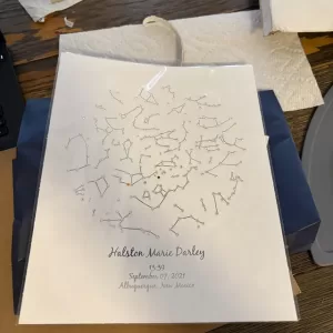 15 year anniversary gift idea – personalized crystal star map print with crystals. Best crystal anniversary gift!